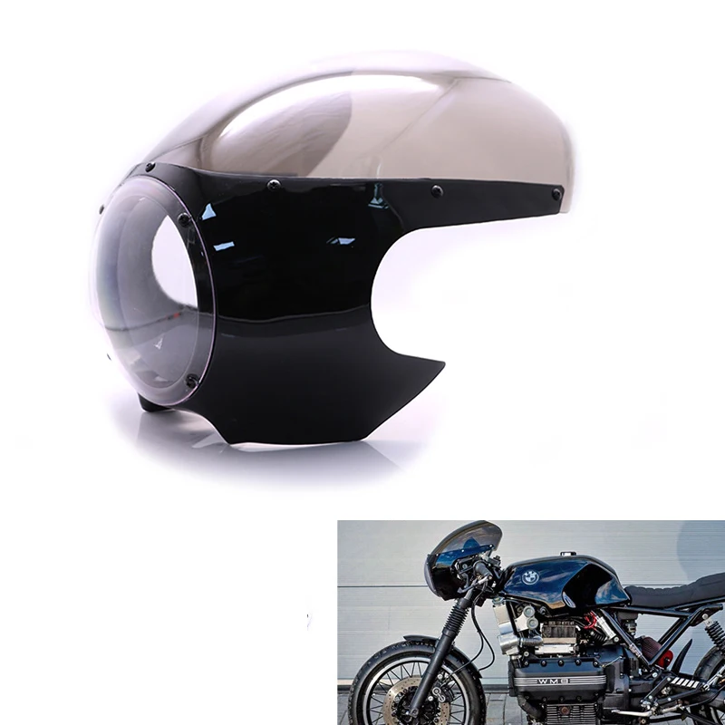 

Обтекатель мотоциклетной фары для Harley Sportster 3/4 883 Dyna, черный, с дымчатыми/прозрачными линзами, 5/8 ", для Cafe Racer
