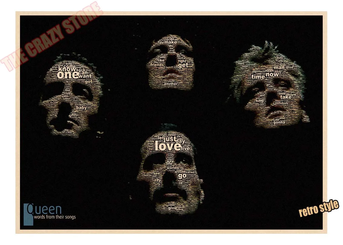 クイーンロックバンドヴィンテージポスターホームリビング装飾絵画ポスターレトロポスター Vintage Poster Retro Posterposter Retro Aliexpress