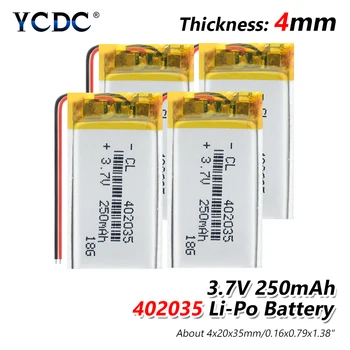 

3.7V 250mAh (polymer lithium ion battery) Li-ion battery for tablet pc MP3 MP4 Electric Toy [402035] replace [402035] Batteries