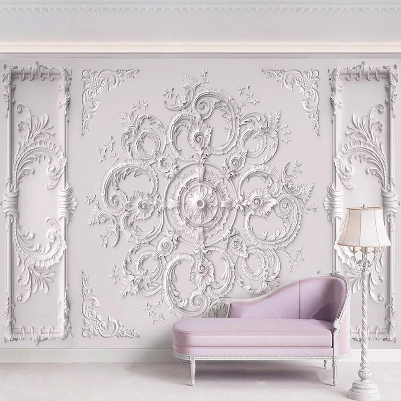 3D White Plaster Floral Emboss Ceiling Mural Self-adhesive Removable 333--JN