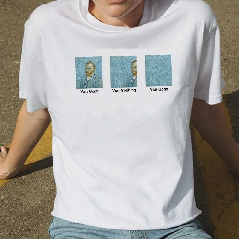1 шт., весёлая футболка с Ван Гогом унисекс, хипстеры, Милая футболка с принтом Винсента Ван Гога, знаменитая картина маслом