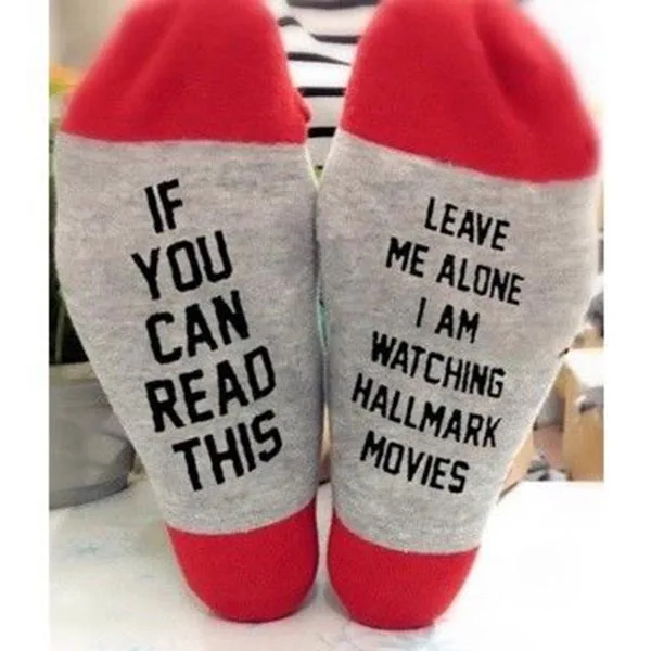 1 пара мягких носков с надписью Hallmark Movies, женские зимние теплые носки с принтом рождественских букв, подарки, NGD88
