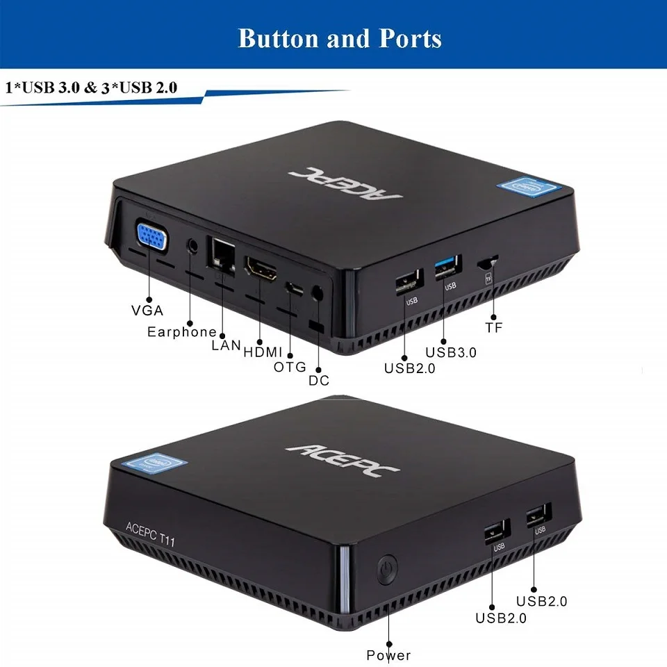 T11 Z8350 MINI PC Win10 Intel Atom Z8350 1,92 GHz 4 GB RAM Windows 10 HDMI VGA USB3.0 2,5 pulgadas HDD DDR3 Mini ordenador PC de escritorio T11 Z8350 MINI PC Win10 Intel Atom Z8350 1,92 GHz 4 GB RAM Windows 10 HDMI VGA USB3.0 2,5 pulgadas HDD DDR3 Mini ordenador PC de escritorio