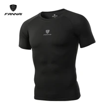 Fannai новые мужские с принтом компрессионный спортивный костюм топы футболки занятия в тренажёрном зале Бег Фитнес Бодибилдинг, короткий рукав футболка бесплатно