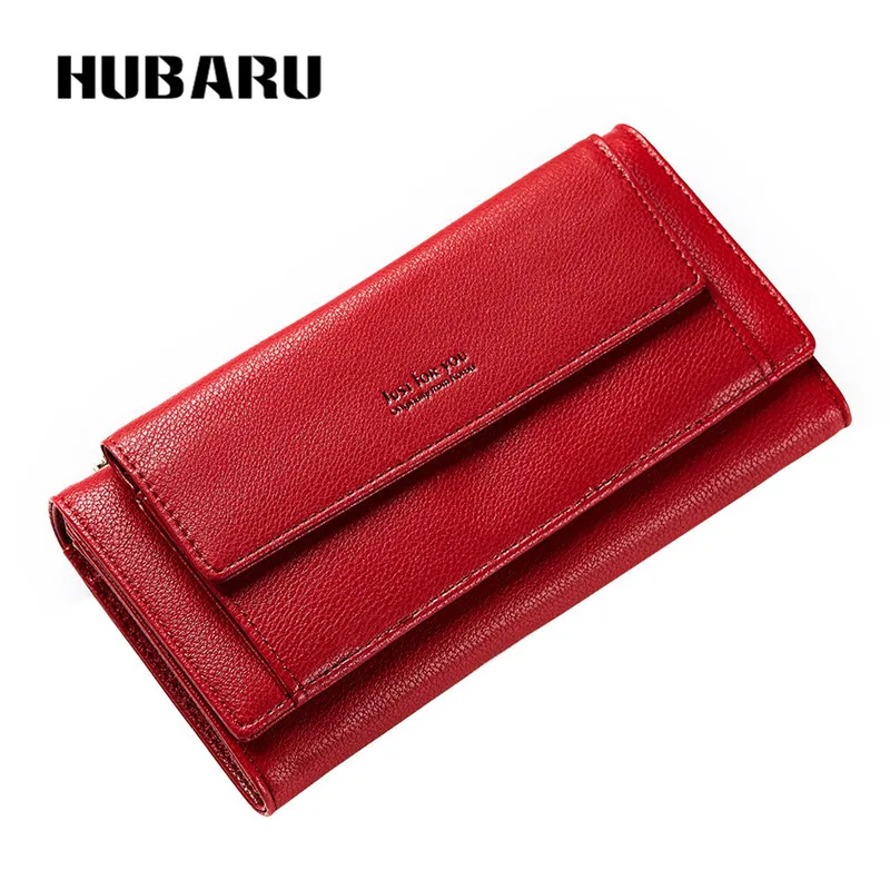 

HUBARU Female Wallet Women Fashion PU Leather Flap Closure Movable Adjusted Strap Design Coin Purse Phone Pocket Card Holder