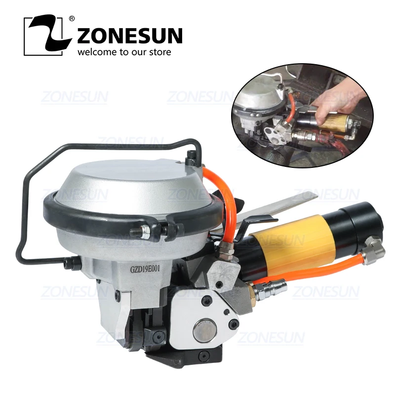 

ZONESUN Steel Strap Packing Machine Strapping Machine for Steel Belt 16-19mm Handheld Pneumatic Steel Band Machine