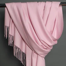 Осенне-зимний Модный женский шарф карамельного цвета, Одноцветный шарф из пашмины для девушек, дешевые кашемировые шарфы из искусственного меха