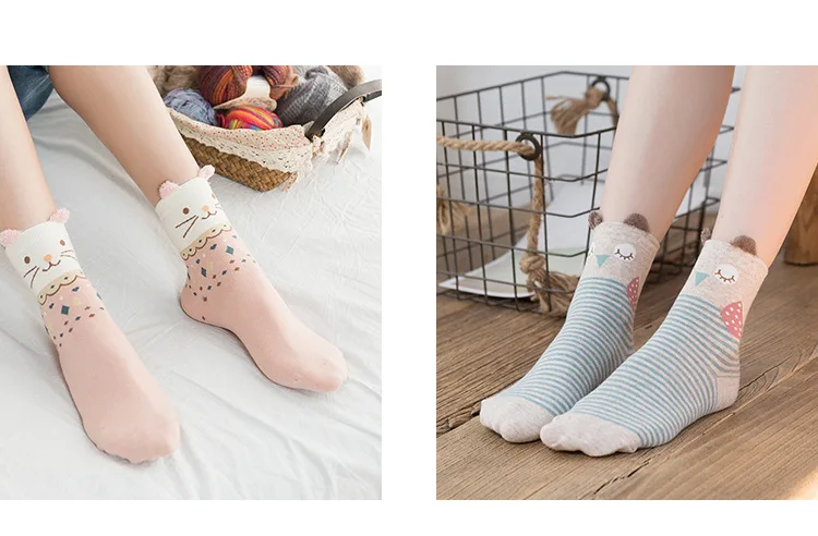 4 пар/кор. хлопковые милые теплые носки с героями мультфильмов женские эластичные розовые зимние носки рождественские носки подарки для девочек