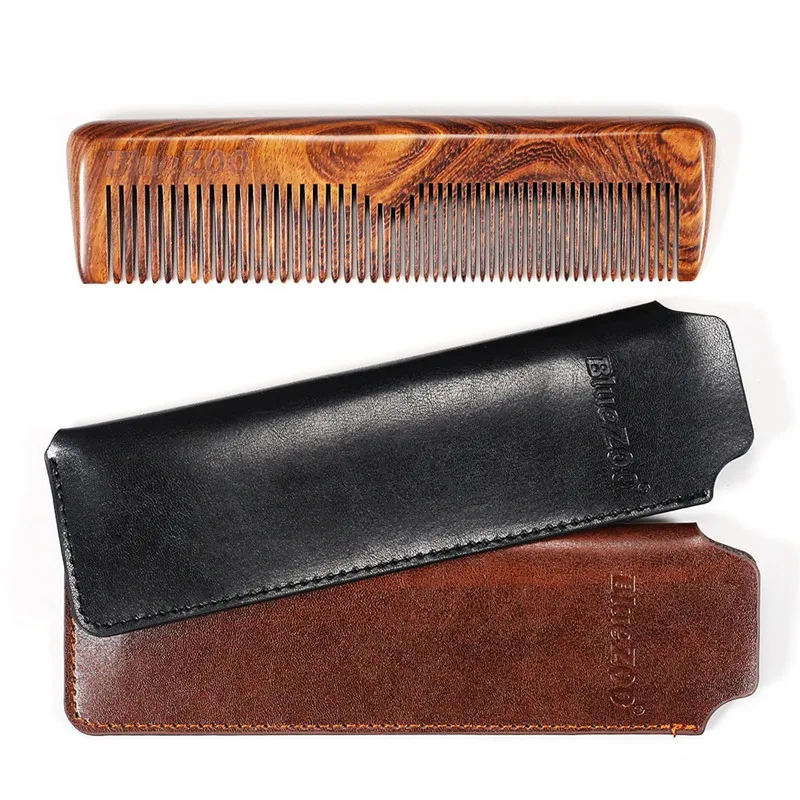 

Beard Comb for Men Natural Wooden Beard Hair Comb Sandalwood Comb for Grooming Combing Hair Beards With PU Bag