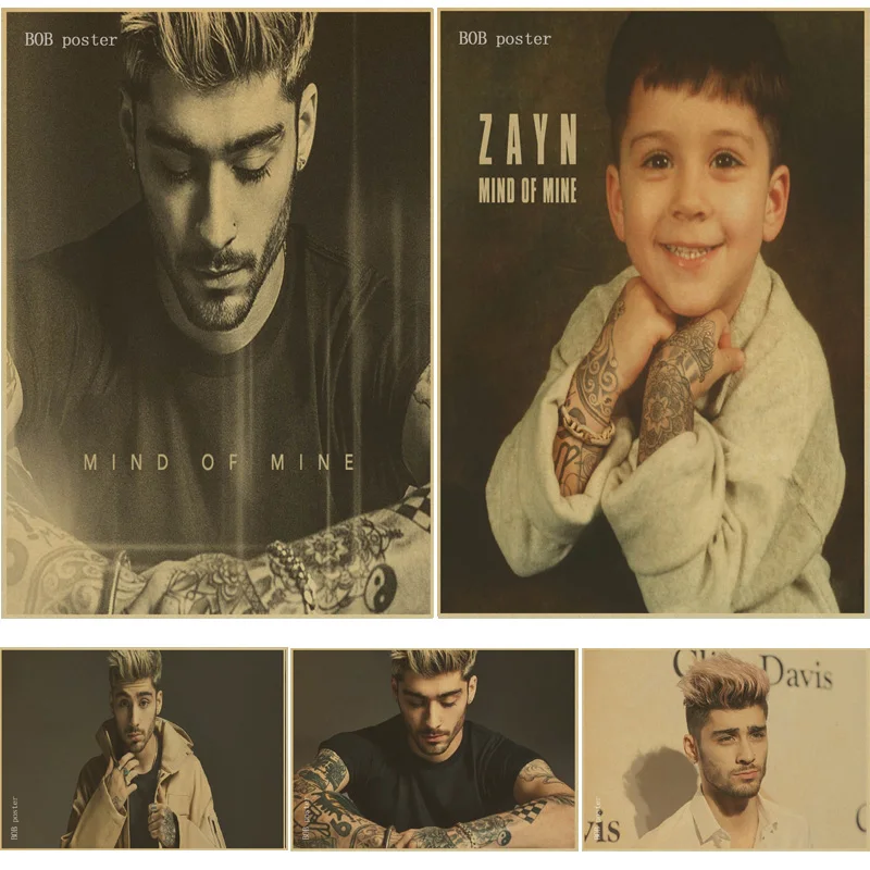 

Zayn Malik poster retro kraft brown wallpaper One Direction vintage poster Home Decor Wall Stickers
