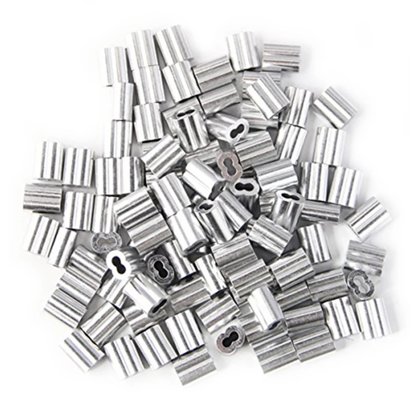 50 pack Aluminum Crimping Loop Sleeve for 4mm Diameter Wire Rope and
