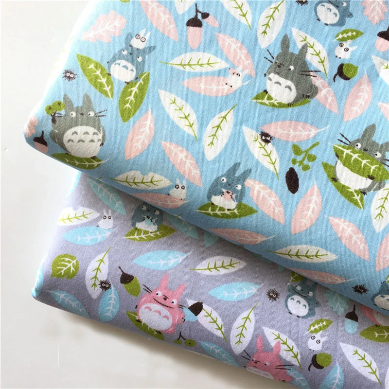 Tissu 100 Coton Imprime Totoro Bleu Et Gris Motif Dessin Anime Amusant Patchwork Pour Robe De Bebe Textile Matelasse Bricolage Aliexpress