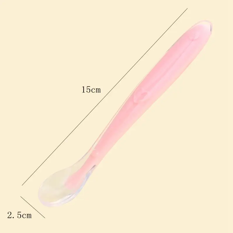 1 шт., безопасная силиконовая ложка для малышей, младенцев, детей, мягкая рисовая ложка для супа, ложка для кормления, не содержит бисфенола, Детские принадлежности, Прямая поставка - Цвет: Pink