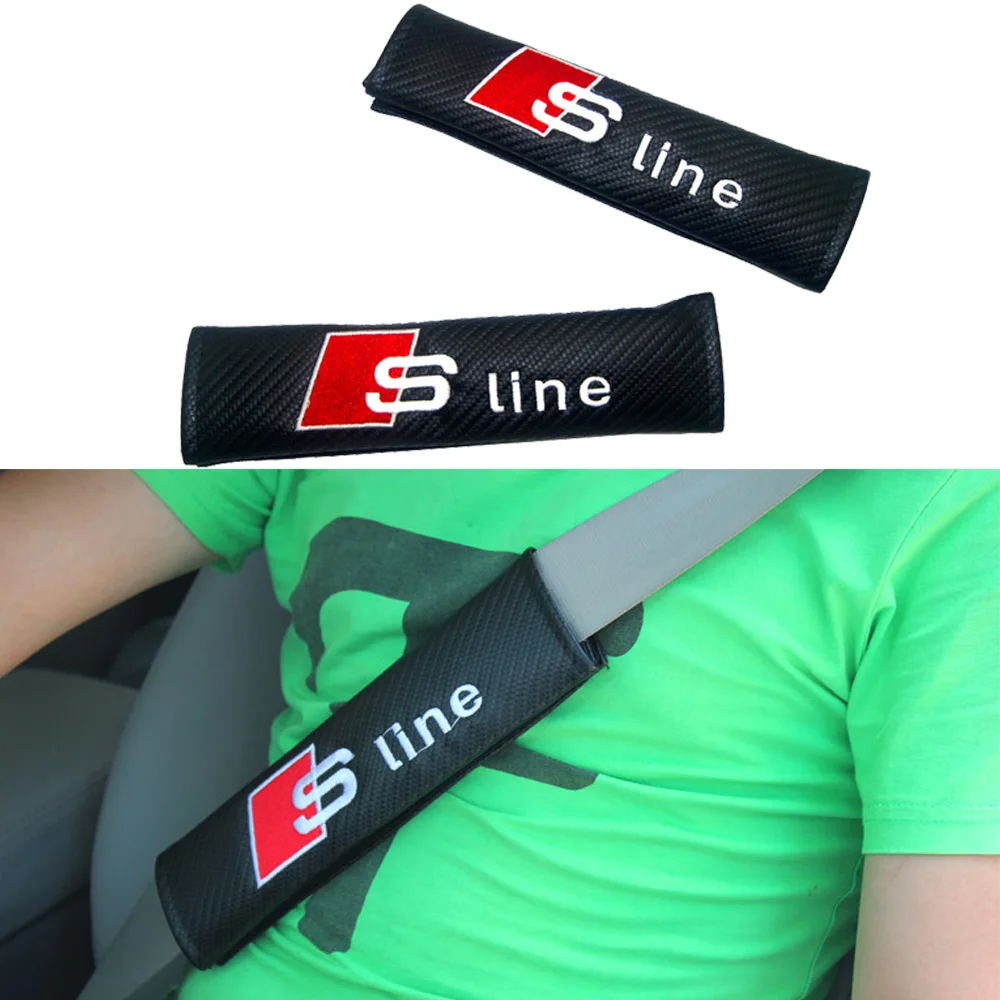2pcs Car Carbon Fiber Seat Belt Cover Shoulder Pad For audi a4 a5 a6 b5