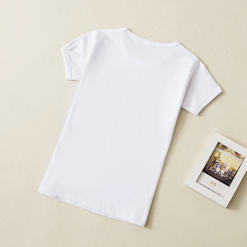 Летние однотонные футболки с короткими рукавами для девочек, детская футболка, детский хлопковый Пустой Топ, белая футболка для девочек 0-12 лет