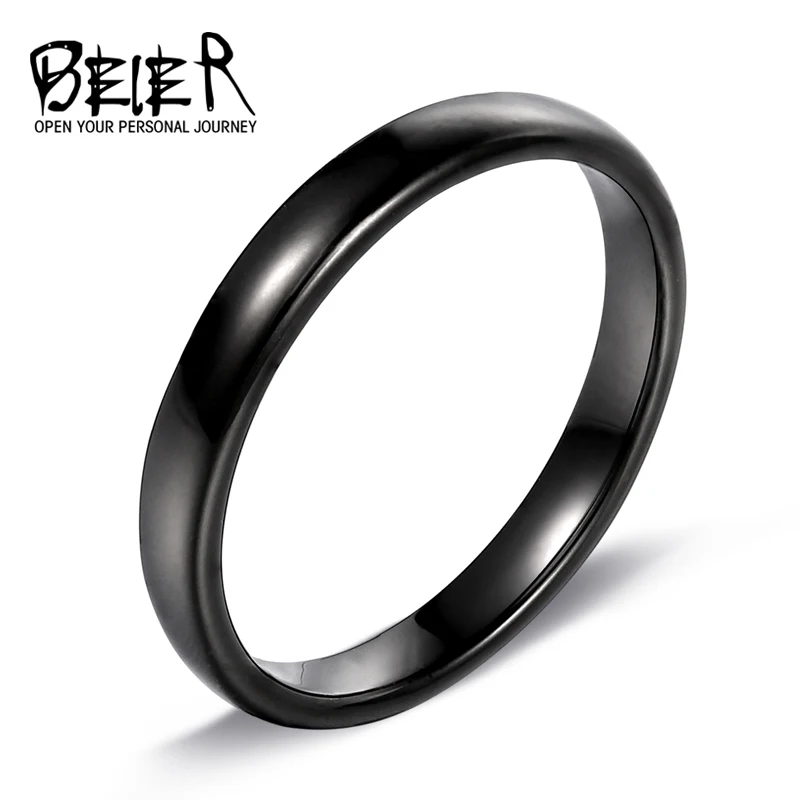 BEIER Classic Simple Plain Design Lovers Rings Woman Couples Wedding& Engagement Fashion Jewelry High Polished Ring BR-R051 - Цвет основного камня: black colour