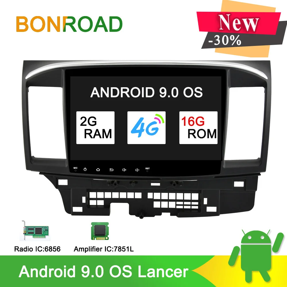 Bonroad Android 9,0 ram 2G автомобильный мультимедийный плеер для Mitsubishi Lancer 2010- радио gps навигация видео аудио плеер