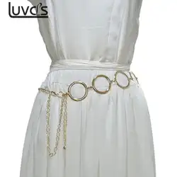Новый модный металлический цепной ремень на талию Женская металлическая позолоченная цепь ремни для дам платья, украшение позолоченная