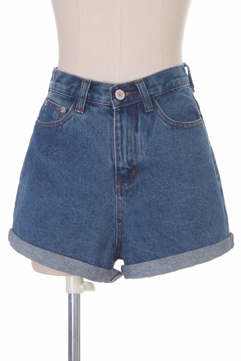 a line denim shorts