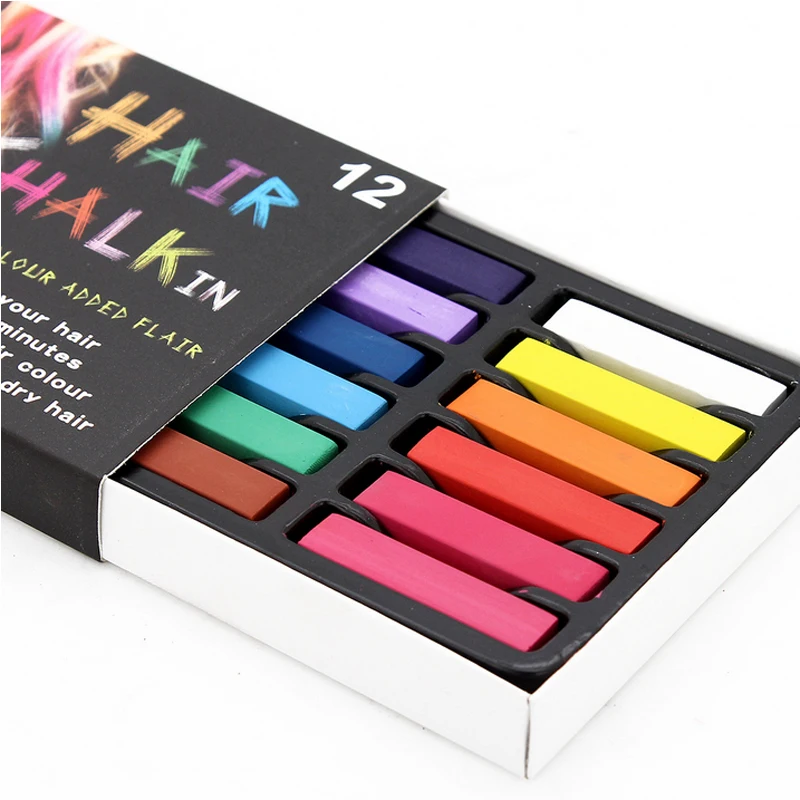 Hot Sale 1 SET 12 Colors Non-toxic Hair Chalk DIY Easy Temporary Salon Colors Hair Chalk Dye Soft Hair Pastels Kit Hair Beauty