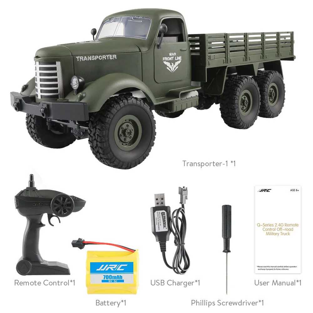 

JJRC Q60 Remote Control Cars RC Car 1:16 2.4g Off-Road 6wd tracked off-road Military Truck Car RTR Remote Control Toys Gfit