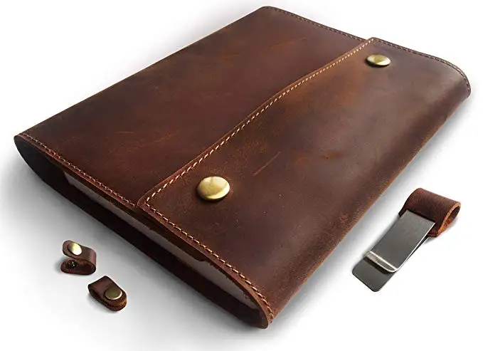 

Genuine leather travel notebook sketchbook Refillable Journal with spiral Bound Lined Notebook 8x5 lay flat 240 Pages