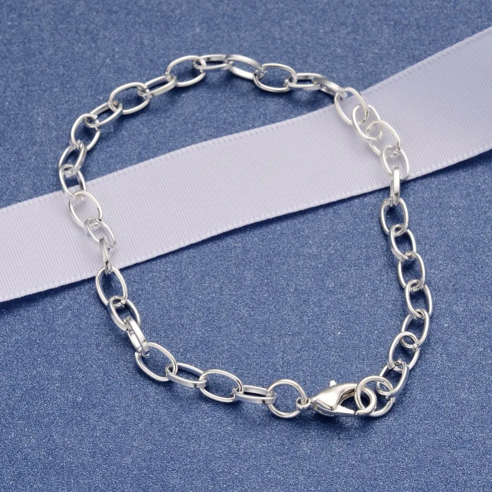 

200pcs Iron Cross Chain Bracelet Making with Lobster Claw Clasps fit DIY Fashion Bracelet Jewelry Making Silver, 205mm