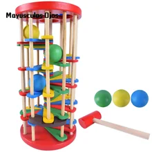 ZH 1 шт. Деревянный Стучать мяч вниз лестница дети ручной глаз Координационная настольная игрушка-пазл для малышей стучать стол