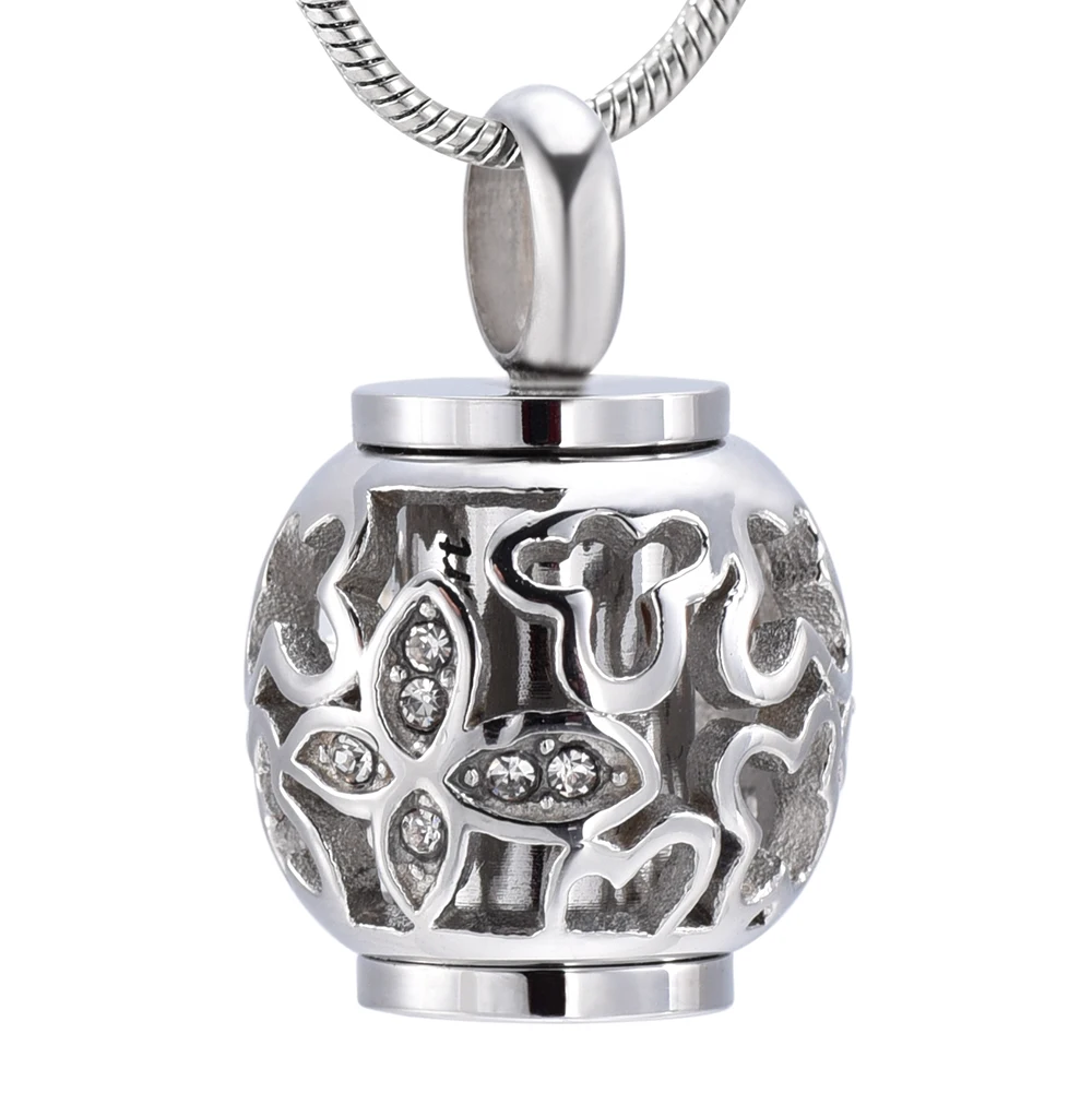 

IJD9959 New Arrival Flower Bead Always in My Heart Cremation Jewelry Pet Or Person Memorial Ash Keepsake Urn Necklace For Women