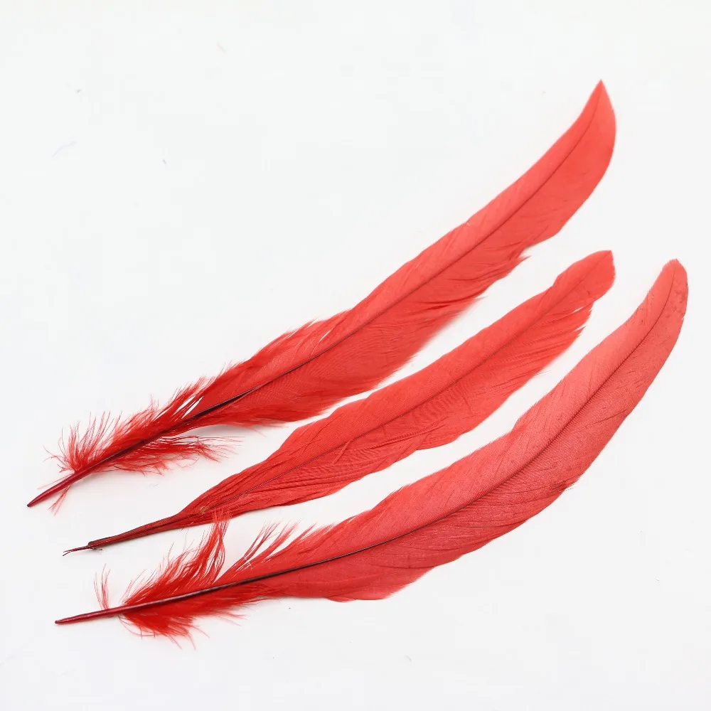 14 16inch rooster tail feather 10pcs 100pcs nature chicken feathers red