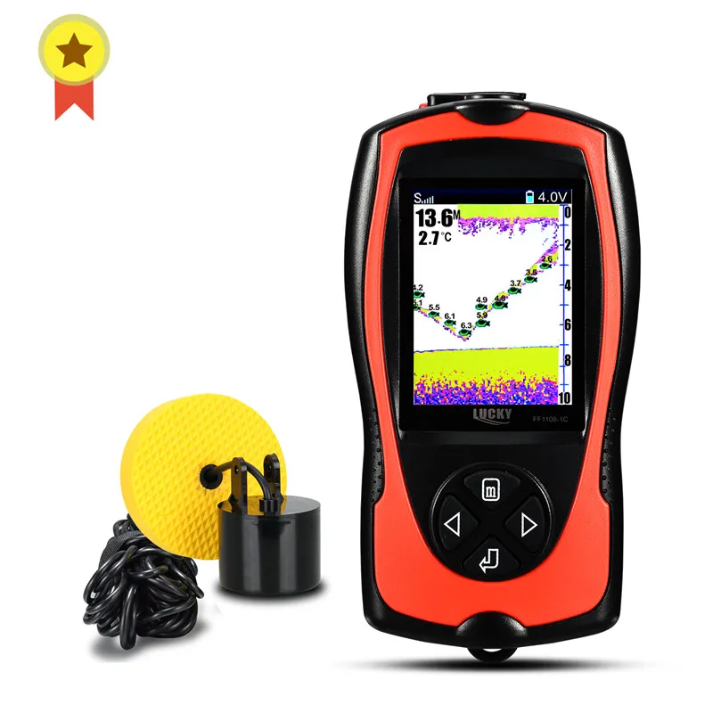 

LUCKY Waterproof Portable 100M/300FT Depth Fish Alarm Wired Fish Detector Sounder 2.4' LCD Fish Finder