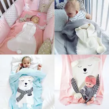 Envelope for Newborns Linens Baby bedding Rabbit/Bear/Cat Blanket Warm Wool muslin Swaddle Kids Bath Towel Blanket for Newborn