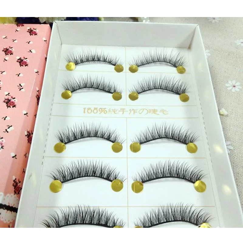 

YOKPN New False Eyelashes Natural Cross Short False Eyelashes Cotton Stalk Nude Makeup Curly Lashes Fiber Fake Eyelash 5 Pairs