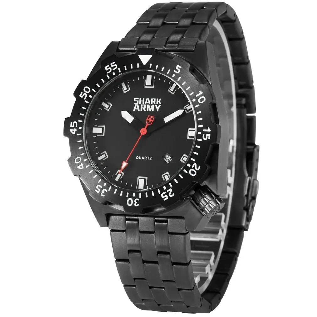 Акула спортивные часы для мужчин ЖК-дисплей Авто Дата Будильник стальной ремешок Хронограф Dual Time для мужчин Relogio кварцевые цифровые наручные часы SAW190
