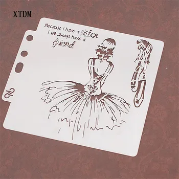 

Ballerina shield DIY cake scrapbook stencils hollow Embellishments printing lace ruler Valentine's Day