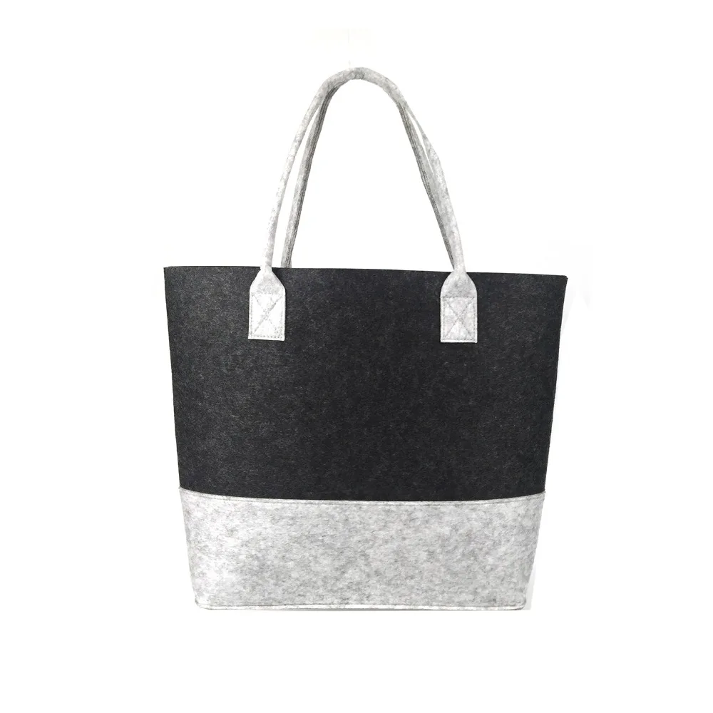 

FELT contrast color grey shopping bag in supermarket for women shoulder bag with bag capacity