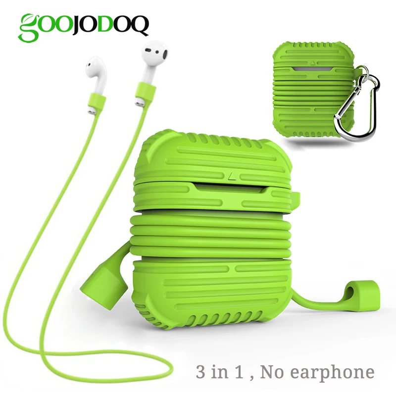 For AirPods Airpod Case 3 in 1 Silicone Cover Skin for Air Pod Funda Coque Wireless Chager Case for Apple Airpods 2 1 with Strap