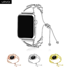 URVOI loving heart braceket для Apple Watch манжета для девушек модная цепочка браслет из нержавеющей стали для iWatch серии 54 321