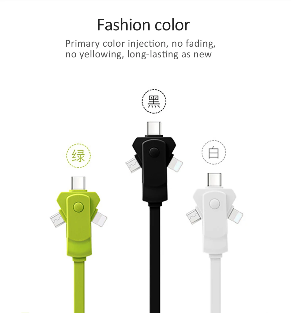 TPE 3 in 1 Micro USB Charger Cable Type C Lighting Charge Cables For iPhone X 7 8 Plus For Xiaomi Samsung Charging Cord 1M (3)