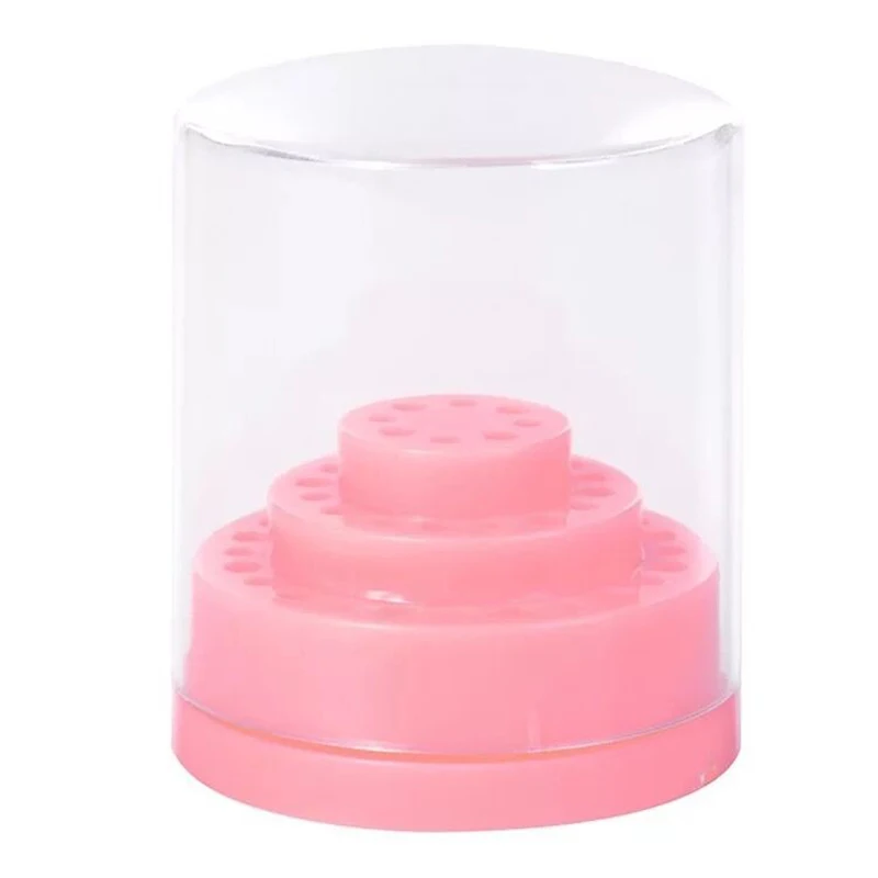 

48 Holes Pink Nail Drill Bits Holder Nail Drill Bit Box Display Stand Nail Drill Bit Organizer Container Manicure Tool