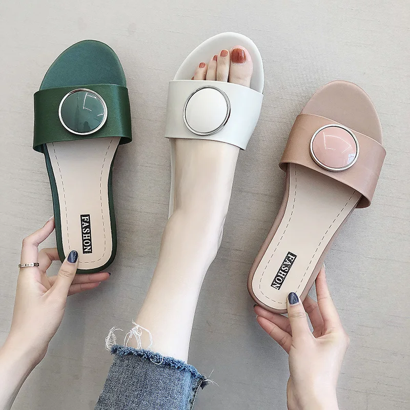 

Shoes Flat Slippers Designer Slides Shose Women Socofy Flower Low Luxury 2019 Sliders Soft Floral PU Rubber Fashion Slides