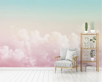 

Beibehang Custom wallpaper mural Pink sky clouds television background wall papier peint 3d wallpaper for living room behang