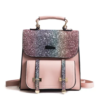 

2018 Fashion Women Backpacks Ladies Sequins PU Leather Backpacks Waterproof School Bags Teenage Girls Backpacks C23