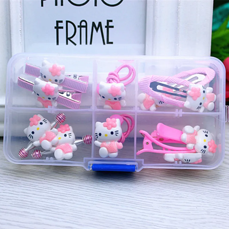 1 gift set hello kitty accessories for baby children girls hair clip hairpin barrette rubber