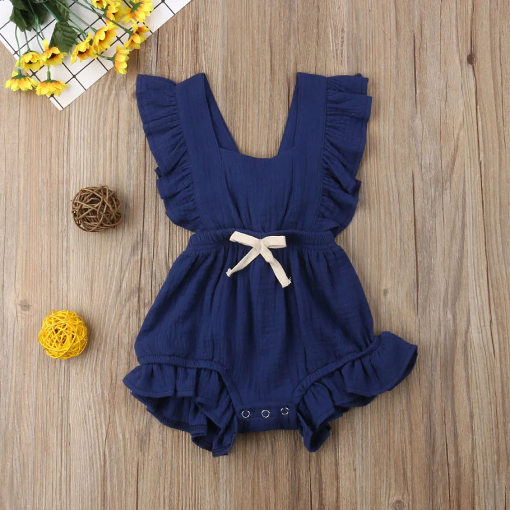 bodysuit baby bodysuitsNewborn Infant Baby Girls Color Solid Ruffles Backcross Romper Bodysuit Outfits