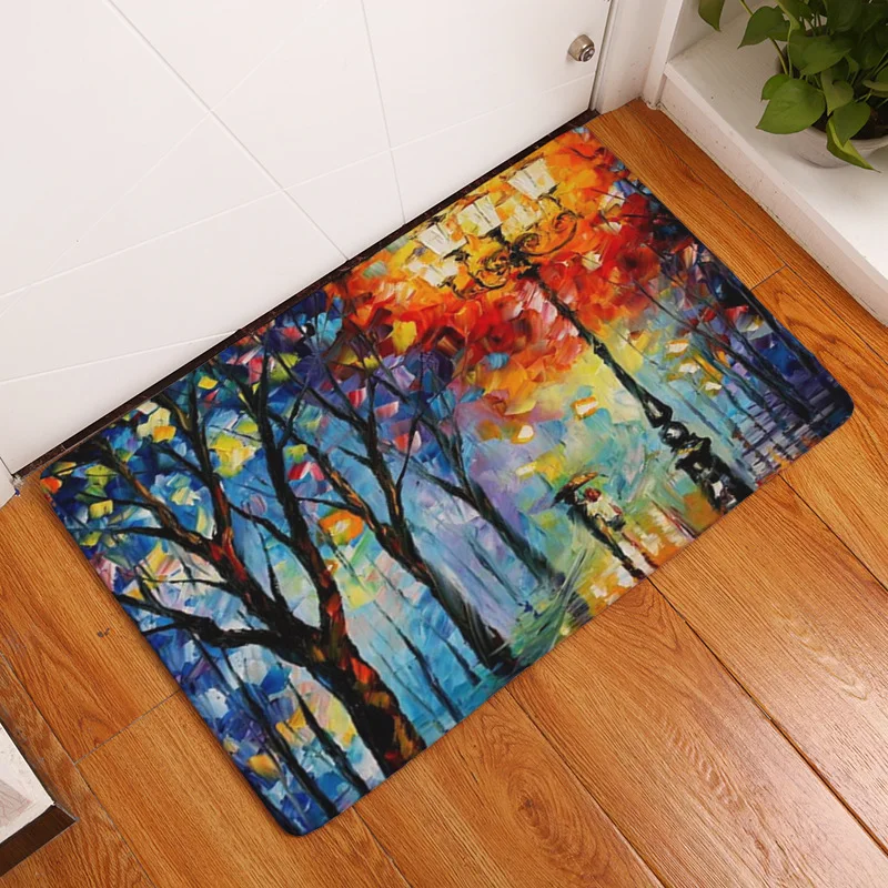MDCT Beauty Night Scene Oil Painting Floor Mats 40x60cm Lovers Home Decorative Door Mat