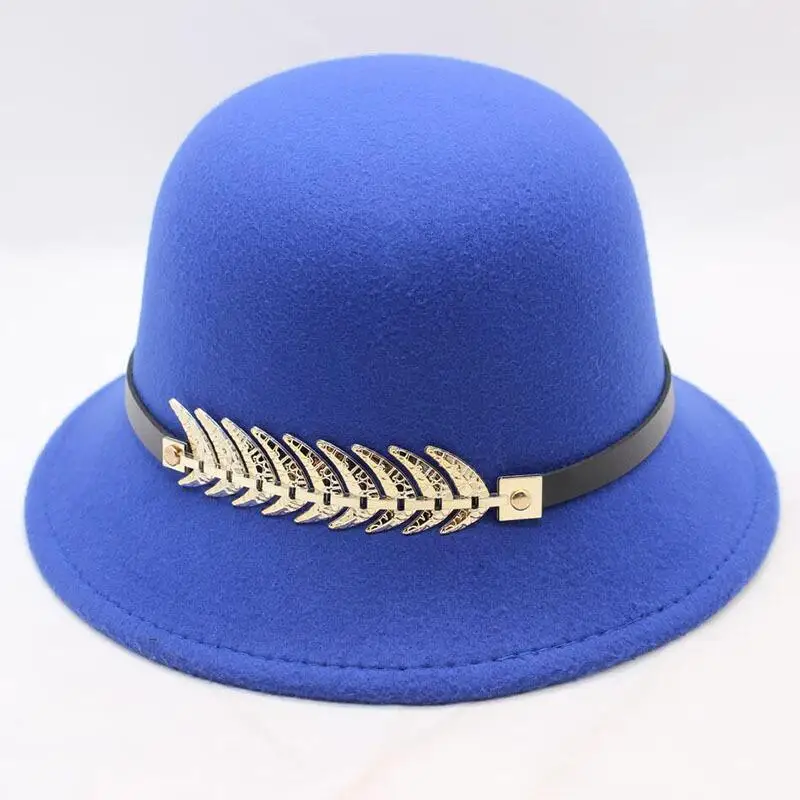 New 9 Colours Winter Autumn Imitation Woolen Fedoras Cap Basin of Dome Woolen Cloth Hat Female Cloth Basin Cap Fedora