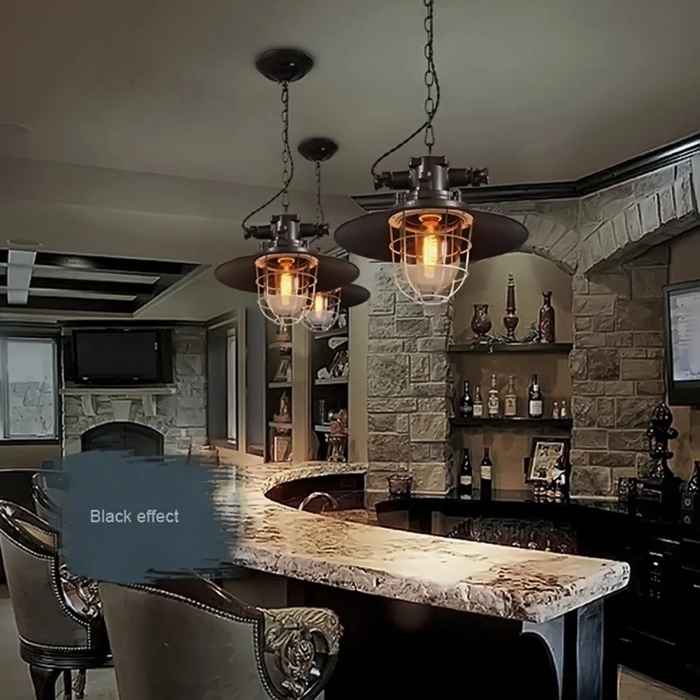 

Retro Indoor Explosion-proof Lighting Vintage Pendant Light LED Lights Iron Cage Lampshade Warehouse Style Chain Light Fixture