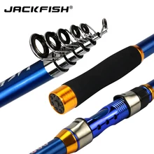 JACKFISH High Quality Carbon Fiber Telescopic Fishing Rod blue Sea Fishing Pole 2.1/2.4/2.7/3.0/3.6m pesca