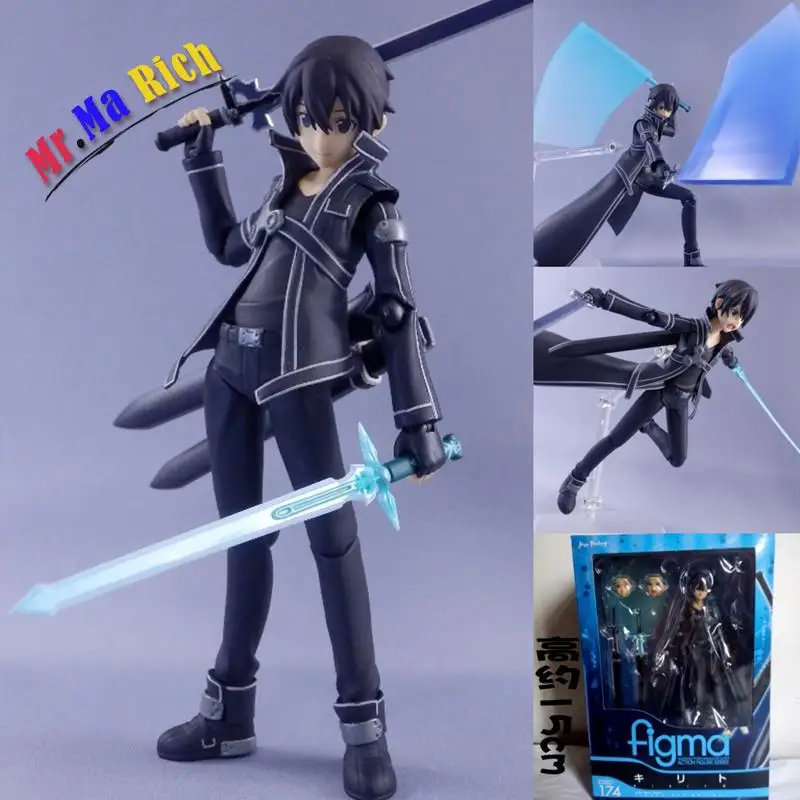 

Shipping Figma 174 Sword Art Online SAO Kirito Japanese Anime Marvel Action Figures Model Toy Birthday Gifts Hot Sell